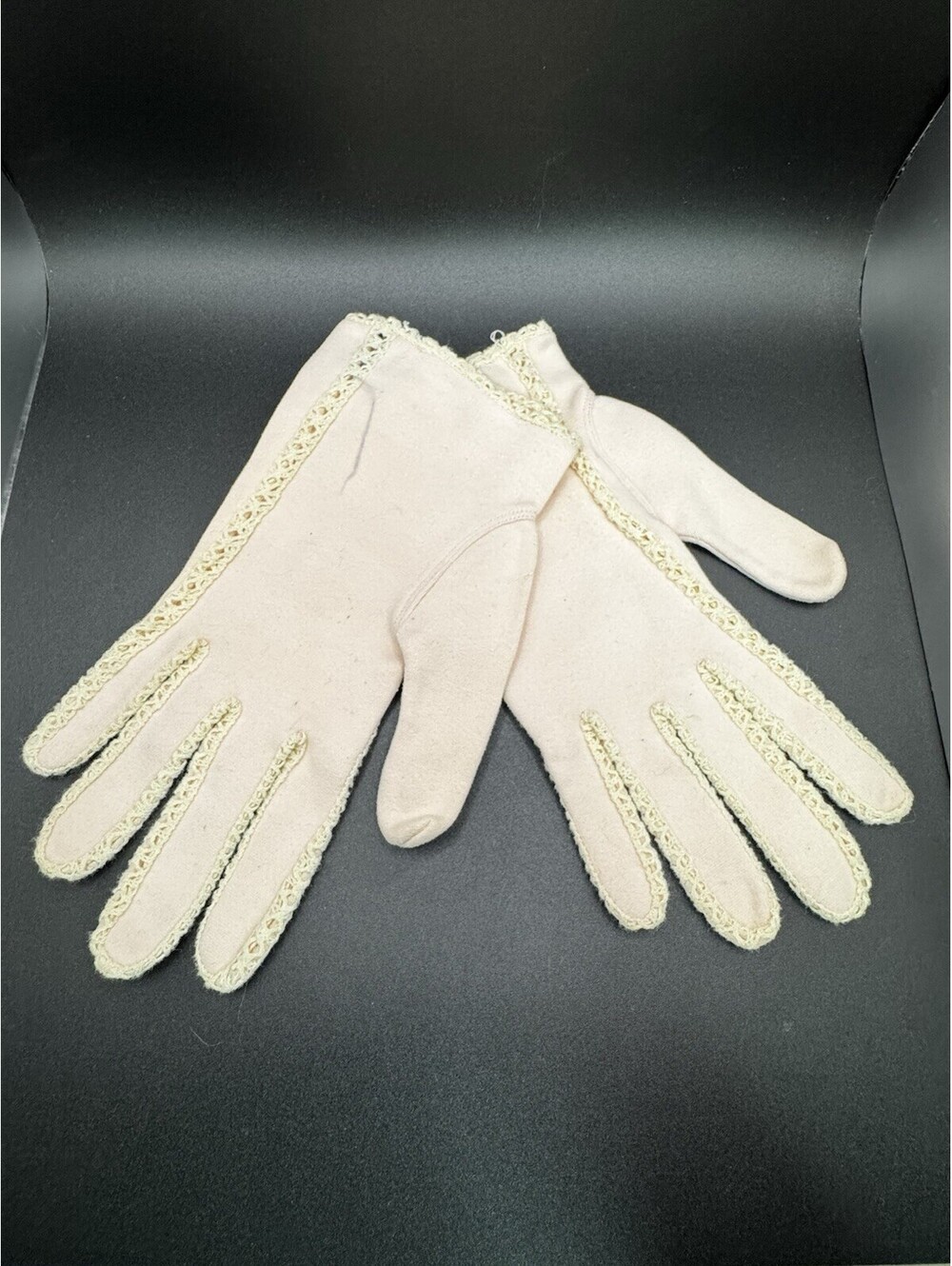 Vintage Max Mayer’s Gloves Pink With Lace - Size 8 1/2